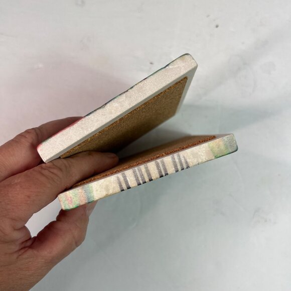 Marble Stone Coasters Set of 2 Wente Vineyards Janeen Heath Art Made in USA - Picture 6 of 9